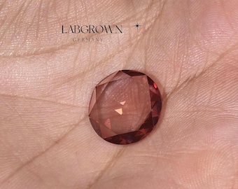 Diamante rosa intenso / Diamante de talla brillante redonda / Diamante cultivado en laboratorio / Diamante de color fantasía para anillo de boda / Joyería con diamantes de talla brillante