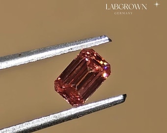 Diamante esmeralda cultivado en laboratorio (1,00 a 5,00 quilates), color rosa intenso, con certificado, diamante suelto de lujo para aretes o anillo de bodas.