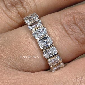 Radiant Cut Diamond Wedding Band, Half Eternity Lab Grown Diamond Anniversary Ring, Stacking Ring/Statement Band/ Lab Created Diamond Ring