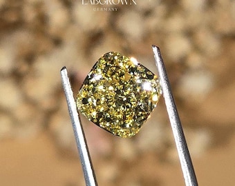 Diamante suelto cultivado en laboratorio con certificación IGI, talla cojín, amarillo intenso, VS2/1.00 a 5.00 CT, para anillo de bodas y colgante, regalo para ella