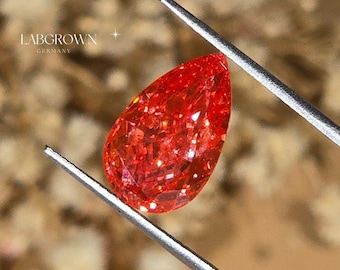 Diamante rosa intenso de talla pera creado en laboratorio, de 1 a 5 quilates, diamante rosa fantasía, anillo de aniversario personalizado, diamante para mujer, regalo para ella