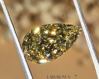 Anillo de compromiso con diamante en forma de pera de 1,00 a 5,00 quilates, diamante cultivado en laboratorio, amarillo intenso, brillante, modificado, engastado, para ella