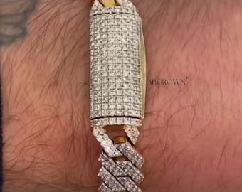 12MM Iced Out Cuban Link Bracelet VVS Moissanite Diamond Cuban Link Bracelet Hip Hop Miami Cuban Bracelet Men VVS Diamond Cuban Bracelet