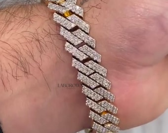 MOISSANITE 12mm Miami Cuban Link Bracelet Solid 925 Sterling Silver 7",8", 8.5" Lengths PASSES Diamond Tester Men VVS Diamond Cuban Bracelet