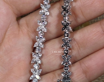 Elegant Flower Cluster Bracelet With Marquise & Round Lab-Grown Diamonds Jewelry, Timeless Piece Perfect For Everyday Wear Or a special Gift