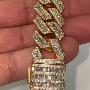 17 mm Miami Naszyjnik Baguette MOISSANITE Cięcie Kubańskie ogniwo Choker 18K Złoto Wykończenie z białego złota Luksusowa biżuteria z mrożonym brukiem Bransoletka VVS z diamentami Kubańska