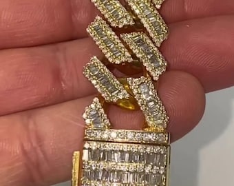 17mm Miami Necklace Baguette MOISSANITE Cut Cuban link Choker 18K Gold White Gold Finish Luxury Iced Pave Jewelry VVS Diamond Cuban Bracelet
