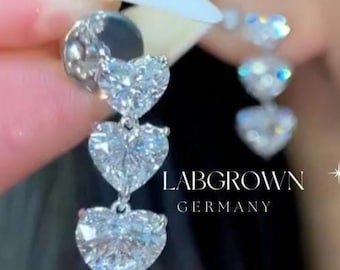 Heart Shape Lab Grown Diamond Wedding Earrings,Solid Gold Earrings, Diamond Dangle Drop Earrings, Bridesmaid Gift,Classic Push Back Earrings