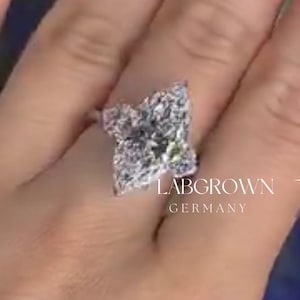 Bague de fiançailles avec diamants cultivés en laboratoire taille marquise, bague trois pierres pour femme, alliance pour elle, cadeau d&#39;anniversaire de diamant taille ancienne pour elle
