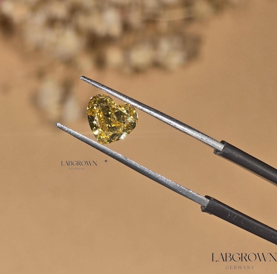 IGI Certified Lab Created Heart Shape Diamond, 1.00 to 5.00 CT Fancy Yellow Heart Cut Loose Diamond, Yellow Lab Grown Diamond For Engagement