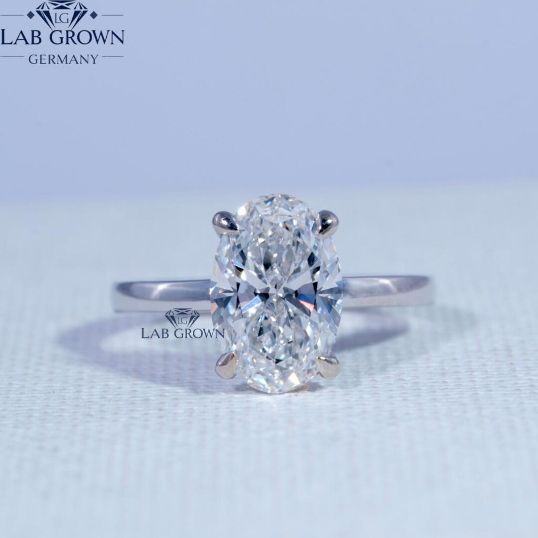 3CT IGI Certified Lab Grown Oval Cut Diamond Ring With Hidden Halo ...