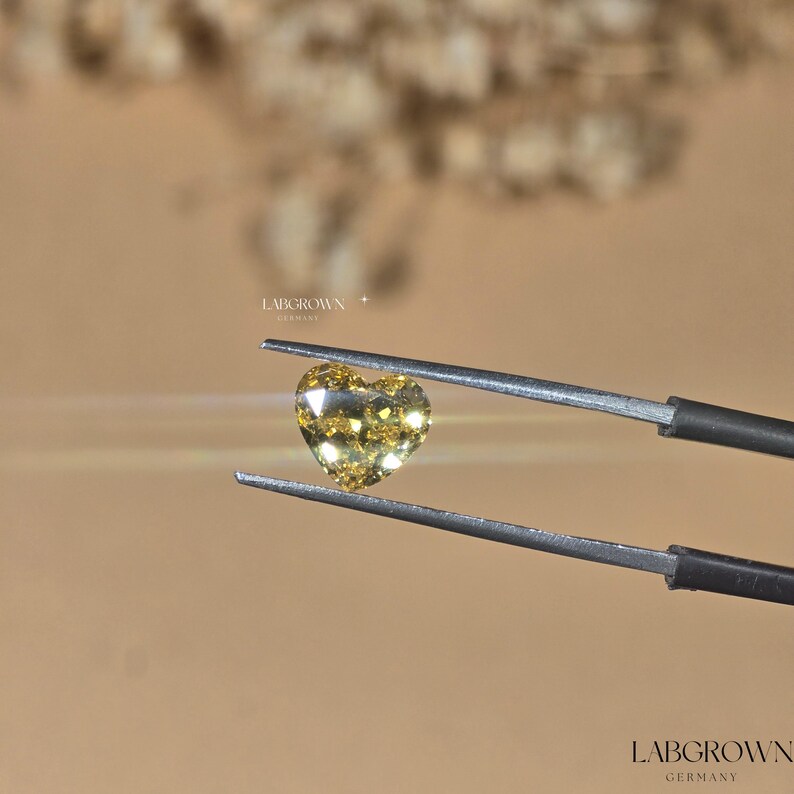 IGI Certified Lab Created Heart Shape Diamond, 1.00 to 5.00 CT Fancy Yellow Heart Cut Loose Diamond, Yellow Lab Grown Diamond For Engagement image 3