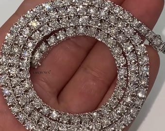 2-6 mm VVS1 Moissanit Sterling Silber Tennisketten 925 Silber, Diamant Tenniskette, Iced Out Kette, Geschenk für Sie oder Ihn