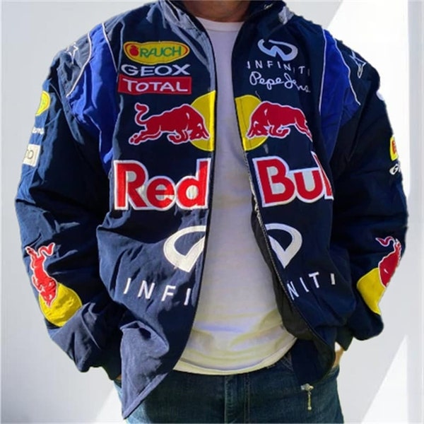 Red Bull Racing Jacket, Formula One Racing Jacket Retro, Flying Jacket, Racing Jacket, Oversize Jacket,Embroidered Jacket, Birthday Gift