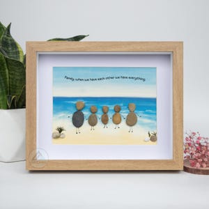 Personalised Family Seaside Beach Pebble Art, The Sea Family Pebble Painting, Gift For Mum Birthday, Mothers Day, Pebble Art Gift