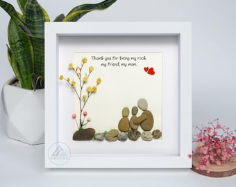 Arte de guijarros personalizado para mamá, recuerdo familiar