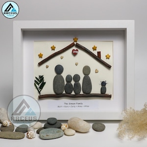 Personalized New Home Pebble Art, Pebble Art Gift, Bespoke Family Pebble Art, Gift for Family, Customized Pebble Art, Family Pebble Painting