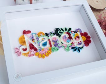 Custom Quilled Name Art – Floral Paper Craft Gifts