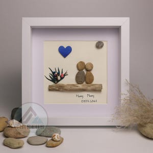 Personalized Wedding Anniversary Pebble Art, Couple Pebble Art, Anniversary Present for Him or Her, Pebble Art Gift, Pebble Painting