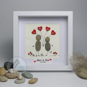 Personalized Wedding Anniversary Pebble Art, Couple Pebble Art, Anniversary Present for Him or Her, Pebble Art Gift, Pebble Painting