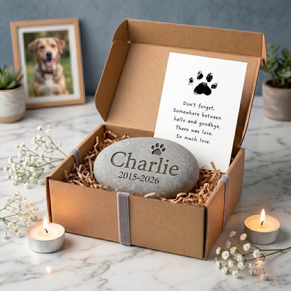Personalized Dog Memorial Garden Stone | Engraved Pet Remembrance Keepsake | Custom Outdoor Sympathy Gift for Pet Loss Remembrance
