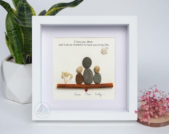 Arte de guijarros personalizado, regalo del Día de la Madre, recuerdo familiar