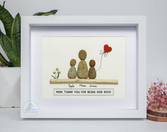 Arte de guijarros personalizado para mamá, recuerdo familiar, regalo para el Día de la Madre