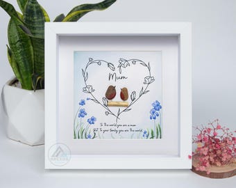 Regalo personalizado de arte de guijarros para mamá, recuerdo familiar hecho a mano
