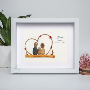 Personalized Family Pebble Art, Housewarming Gift Pebble Painting, Custom Pebble Art Family, Gift For Family, New Home Pebble Art Gift