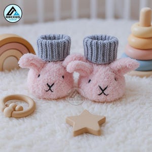 Baby Bunny Booties Knitting Pattern PDF | Baby Girl Boy Booties 0-12 months | Gift Baby Booties For Newborn and Future Young Mother DIY