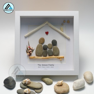 Personalized Family Pebble Art, Housewarming Gift Pebble Painting, Custom Pebble Art Family, Gift For Family, New Home Pebble Art Gift