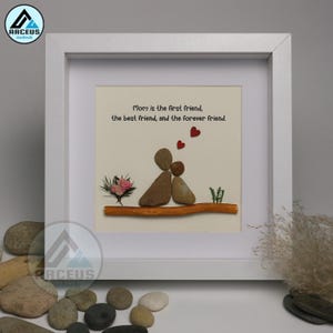 Arte personalizzata con ciottoli per madre e figlia, arte con ciottoli per mamma, regalo di compleanno per mamma da parte di un bambino, regalo di Natale per la mamma, regalo per la festa della mamma