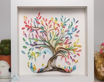 Quilling Paper Tree of Life Quilling Art, Paper Quilled Tree of Life, Handmade Quilling Art, Special Gift For Family, Home Warming, Wedding