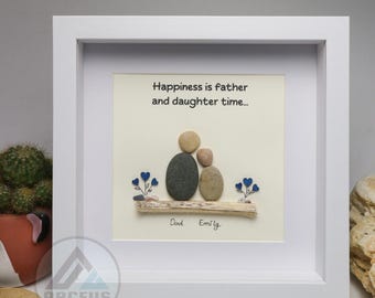 Personalized Dad and Daughter Pebble Art: Unique Family Keepsake