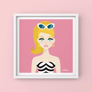 Classic Swimsuit Fashion Doll Art Print – Retro Pop Art Wall Decor