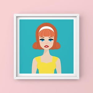 Ginger Bestfriend Yellow Crop Top Fashion Doll Art Print – Retro Pop Art Wall Decor