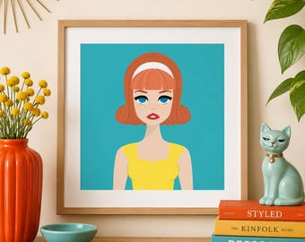 Ginger Bestfriend Yellow Crop Top Fashion Doll Art Print – Retro Pop Art Wall Decor