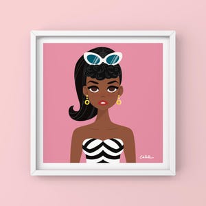Classic Swimsuit Fashion Doll Art Print – Retro Pop Art Wall Decor