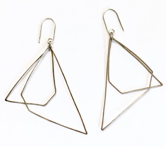 Asymmetrical Geometric Sterling Silver Lightweight Earrings