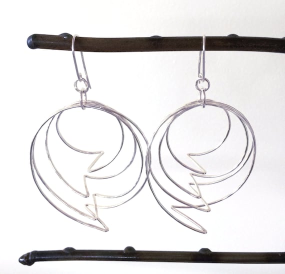 Lightning Bolt Sterling Silver Hoop Earrings