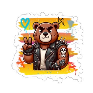 Bear Biker Kiss-Cut Stickers