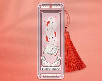 The Smut Reader Tarot Card Bookmark, Smut Bookmark, Spicy Bookmark, Chilly Bookmark, Red Bookmark, Smut Lover Gift, Spicy Booktok Bookmark