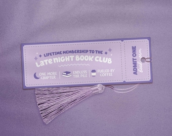 Marcapáginas para club de lectura nocturno, Marcapáginas de búho nocturno, Marcapáginas para lectura nocturna, Lector nocturno de Admin One, Regalo para amantes de los libros, Booktok