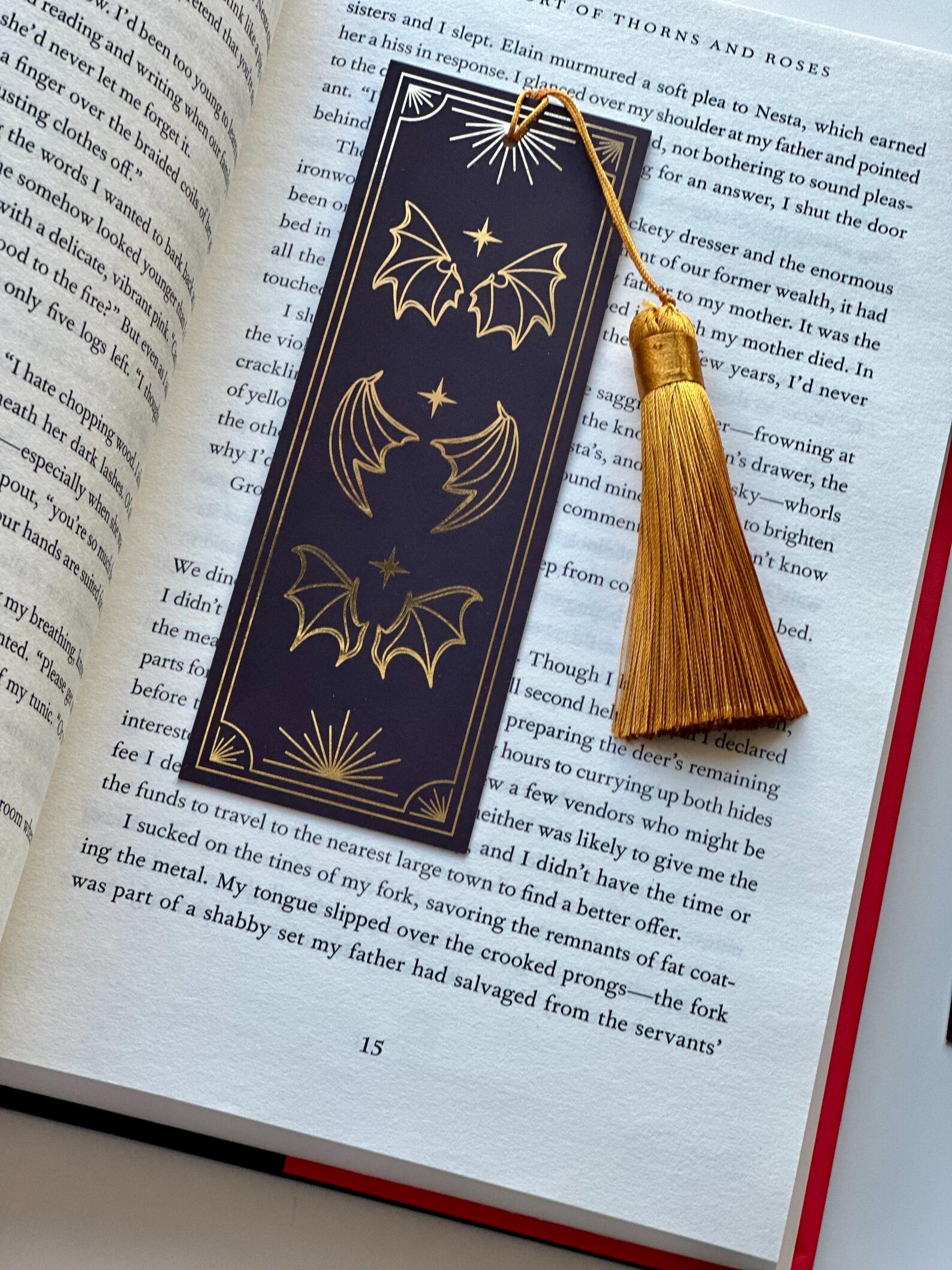 Ruination Bookmark ACOTAR Bookmark, A Court of Wings and Ruin Bookmark, Gold Foiled Bat ...