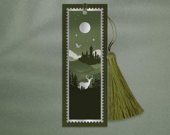 Foiled Terrasen Stamp Bookmark, Throne of Glass Stamp, TOG Bookmark, Romantasy Bookmark, Aelin Bookmark, Throne of Glass Stag Bookmark