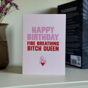 Happy Birthday Fire Breathing B*tch Queen Card, Bookish Birthday Card, Birthday Book Themed Card, Cute Throne of Glass Book Card for Friend image 5