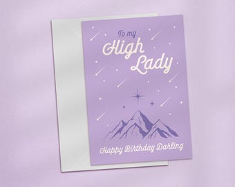 To My High Lady Happy Birthday Card, ACOTAR Birthday Card, Cute Book Birthday Card, Bookish Cards, Rhysand & Feyre Card, Under the Mountain