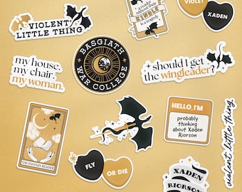 Fourth Wing Sticker Bundle, Fourth Wing Stickers, Onyx Storm Stickers, Fantasy Stickers, Sticker Bundles, Xaden Sticker, Set of 8 Stickers