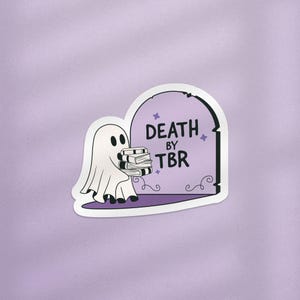 Death by TBR Kindle Aufkleber, Buchaufkleber, Leseaufkleber, Süßer Geist-Buchaufkleber, Geschenk für Buchliebhaber, TBR Bookish Kindle Aufkleber