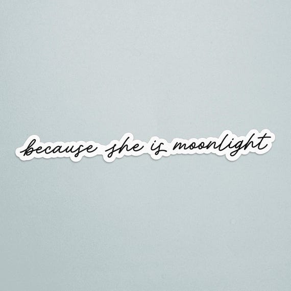 Because She is Moonlight Quote Sticker, Quicksilver Sticker, Fantasy Book Gift, Book Boyfriend Sticker, Kingfisher Sticker,